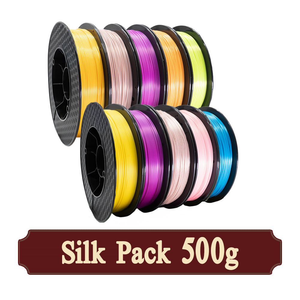 MEGA PACK SILK 10 Bobines  - PLA Silk Rose, Violet, Jaune, Or, Vert, Bleu 500g x 10