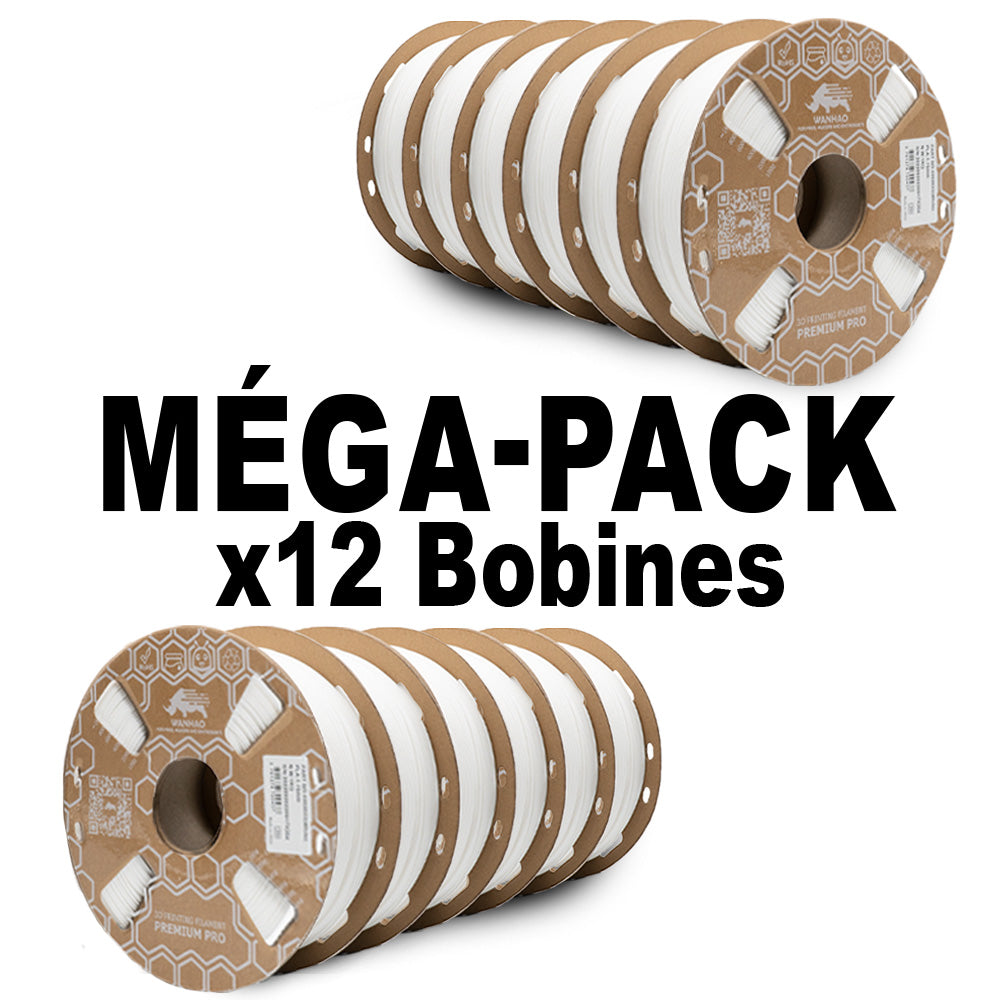MEGA PACK - PLA PREMIUM BLANC NEIGE 1Kg x 12 certifié FDA